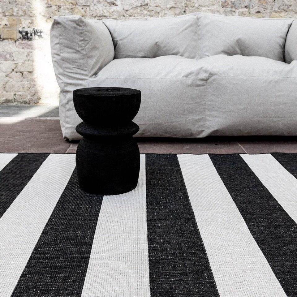  Interieur05 Buitenkleed Stripes Zwart/wit Dubbelzijdig - 230 X 160 Cm