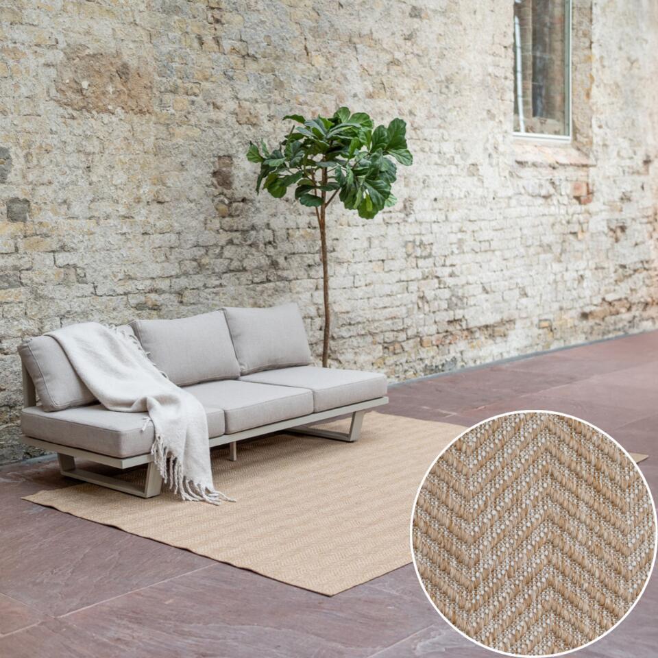  Interieur05 Rond Buitenkleed Jute Naturel Zigzag - 200 X 200 Cm