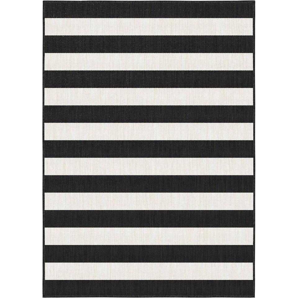  Interieur05 Buitenkleed Stripes Zwart/wit Dubbelzijdig - 230 X 160 Cm