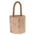 Merkloos Deurstopper - Teak Hout - Met Draagtouw - Ca 1 Kg - 14 Cm