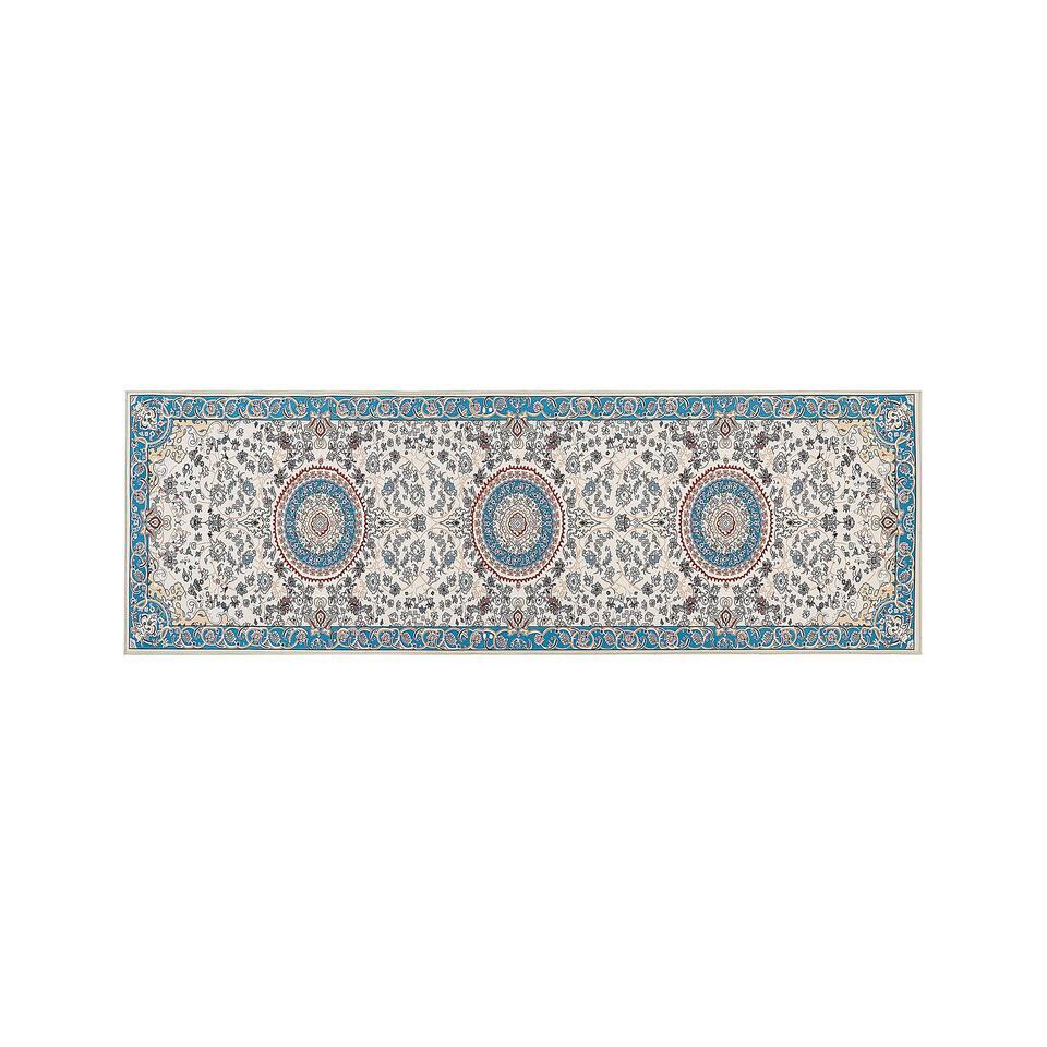  GORDES - Loper Tapijt - Beige/Blauw - 80 X 240 Cm - Polyester