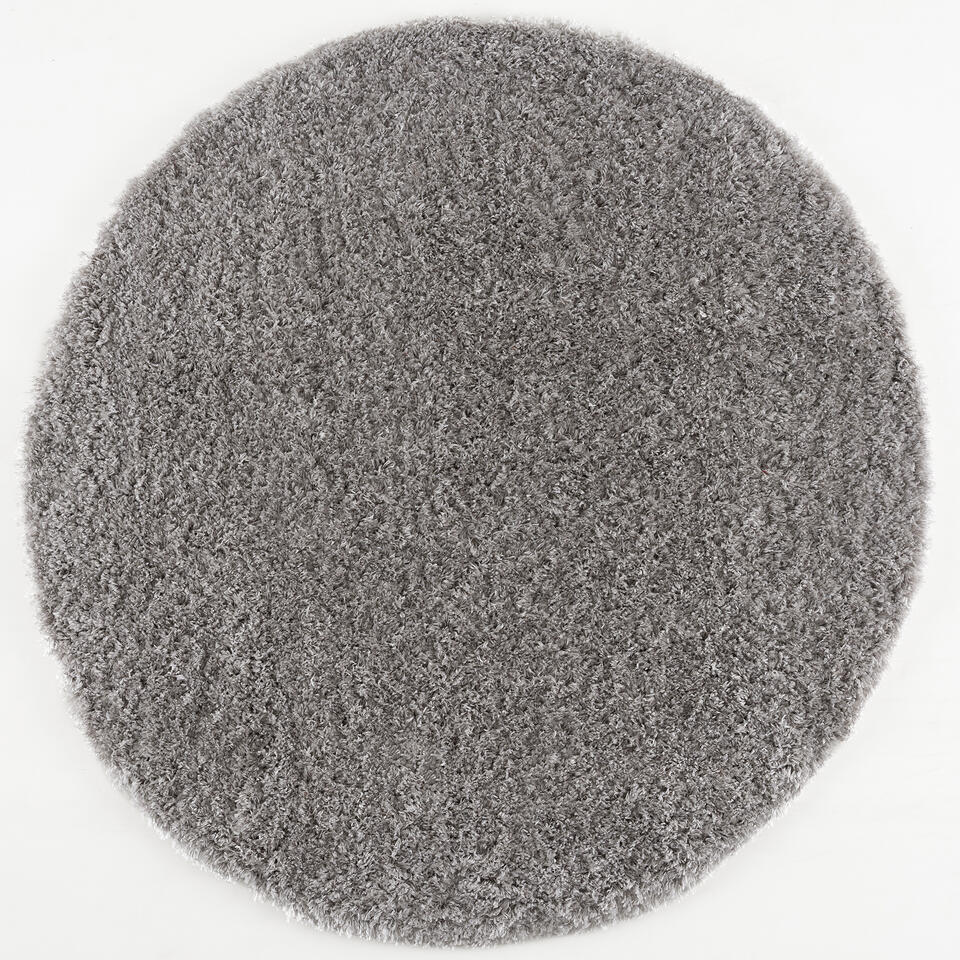  Porto Rond Soft Fluffy Vloerkleed Hoogpolig Effen Grijs - 150 CM ROND