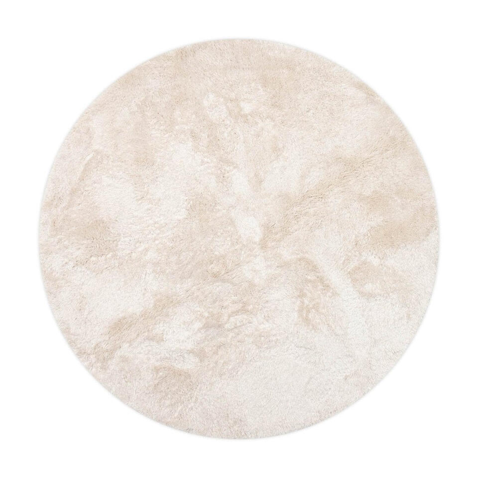  Interieur05 Rond Hoogpolig Vloerkleed Odelia Beige/wit - 240 X 240 Cm