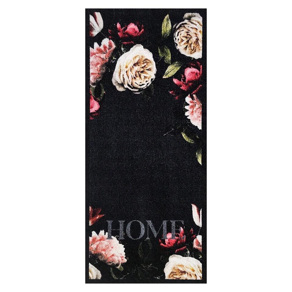  Deurmat Pink Roses Antraciet - 66x120 Cm