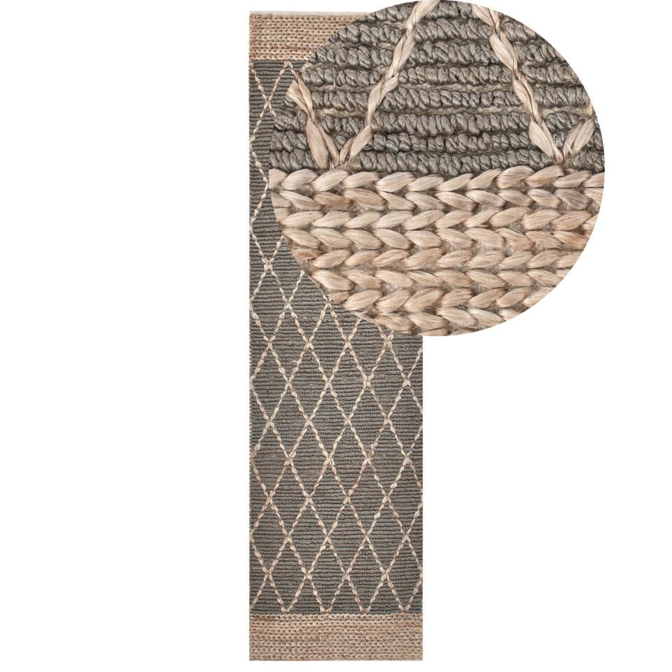  TELLIKAYA - Loper Vloerkleed - Grijs - 80 X 300 Cm - Jute