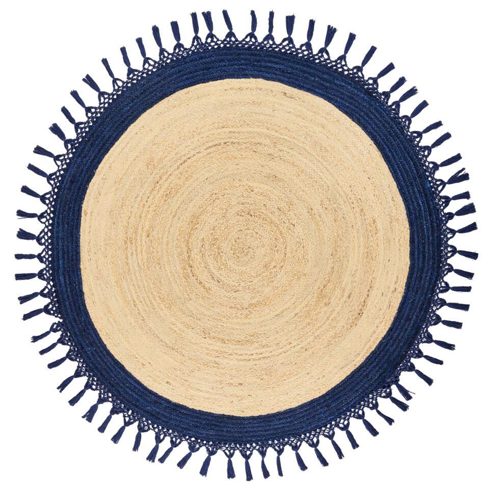  MARTS - Vloerkleed - Donkerblauw - 140 Cm - Jute