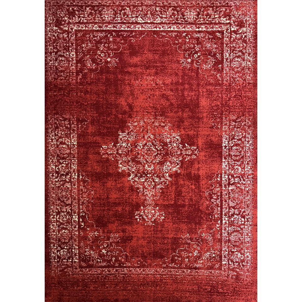  Istanbul Vintage - Laagpolig Vloerkleed - Retro Tapijt - Rood - 160x230 CM