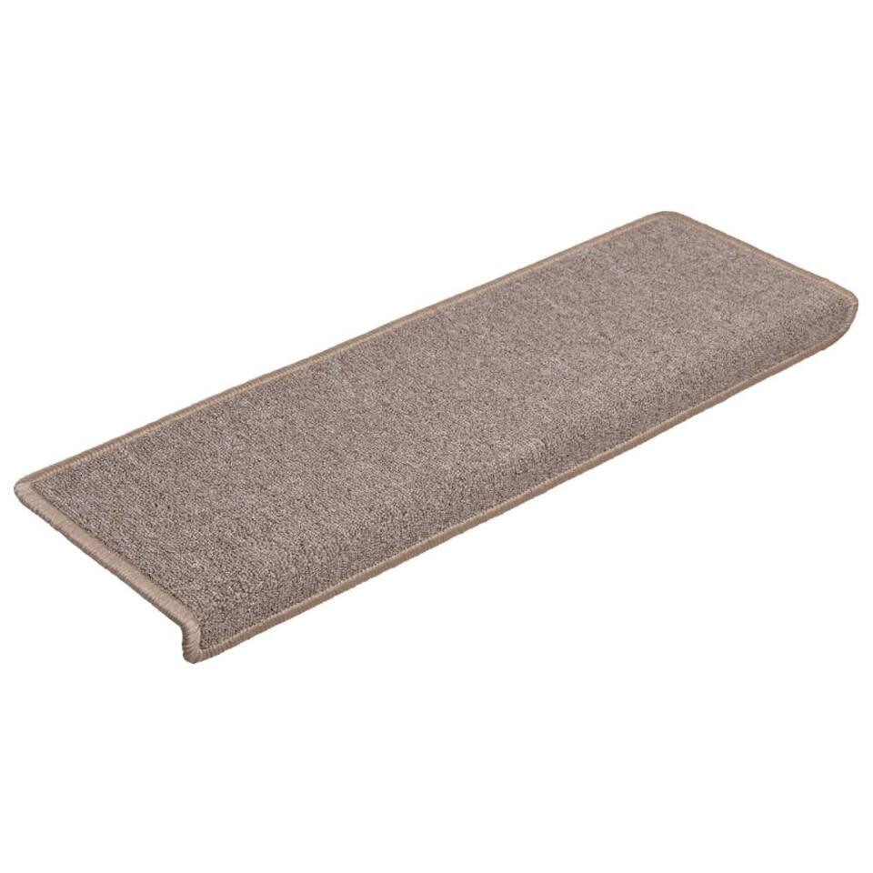  VidaXL - Tapijt Traptrede - Bruin - Polypropyleen - 65 X 21 X 4 Cm - 15 Stuks