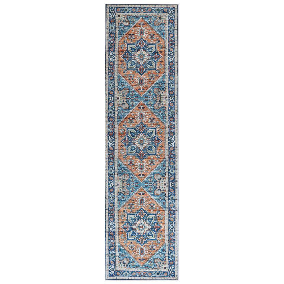  RITAPURAM - Laagpolig Vloerkleed - Blauw - 80 X 300 Cm - Polyester