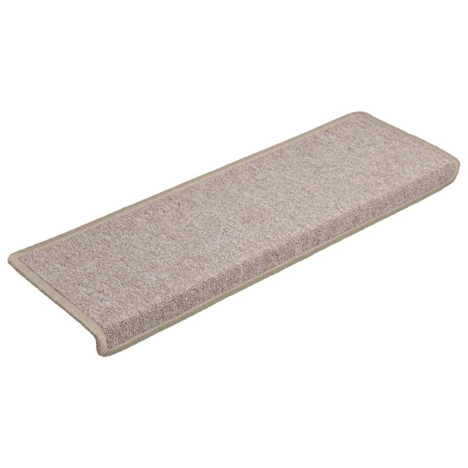  VidaXL - Tapijt Traptrede - Taupe - Polypropyleen - 65 X 21 X 4 Cm - 15 Stuks