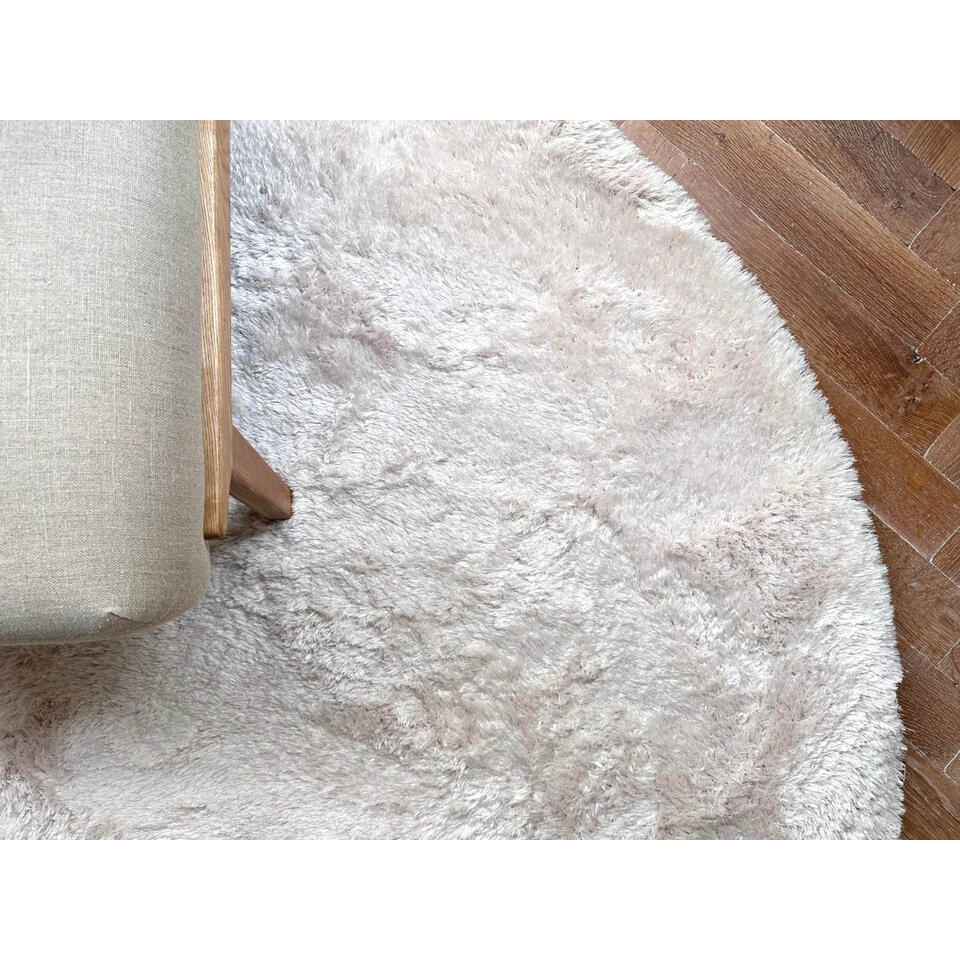  Interieur05 Rond Hoogpolig Vloerkleed Odelia Beige/wit - 240 X 240 Cm