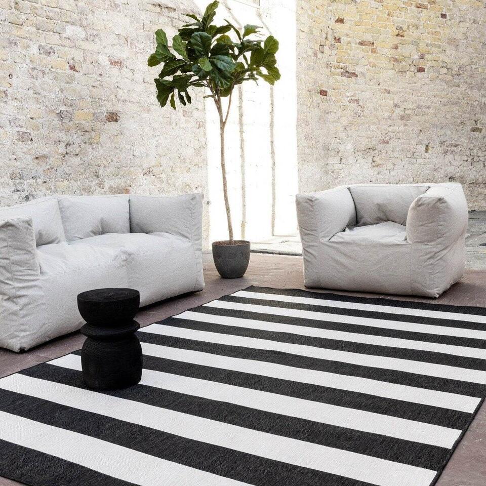  Interieur05 Buitenkleed Stripes Zwart/wit Dubbelzijdig - 230 X 160 Cm