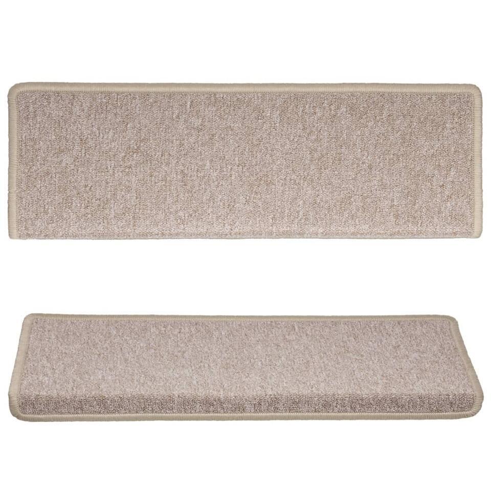  VidaXL - Tapijt Traptrede - Taupe - Polypropyleen - 65 X 21 X 4 Cm - 15 Stuks