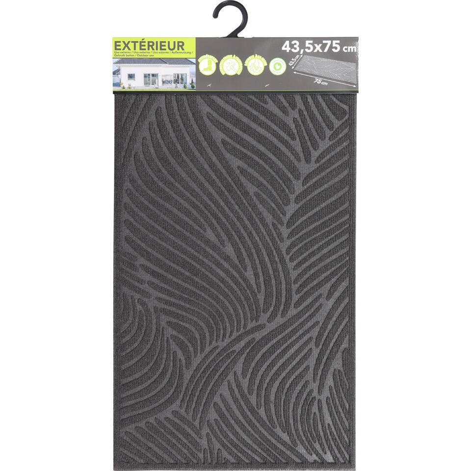 Merkloos Luance Deurmat - Donkergrijs - Rubber - Rechthoek - 75 X 44 Cm