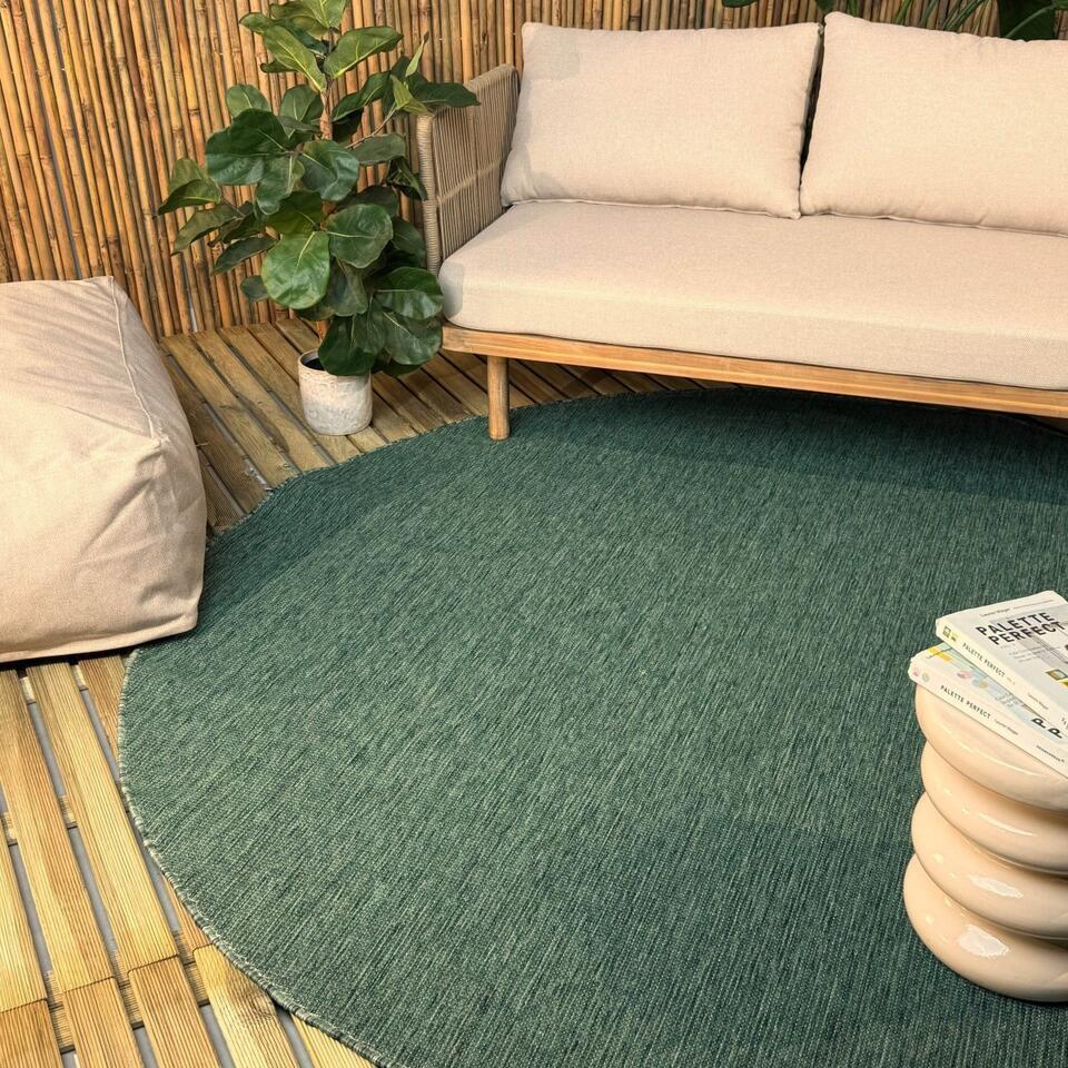  Interieur05 Rond Buitenkleed Groen Tone - 240 X 240 Cm