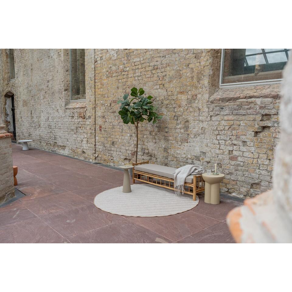  Interieur05 Rond Buitenkleed Jute Naturel Zigzag - 200 X 200 Cm
