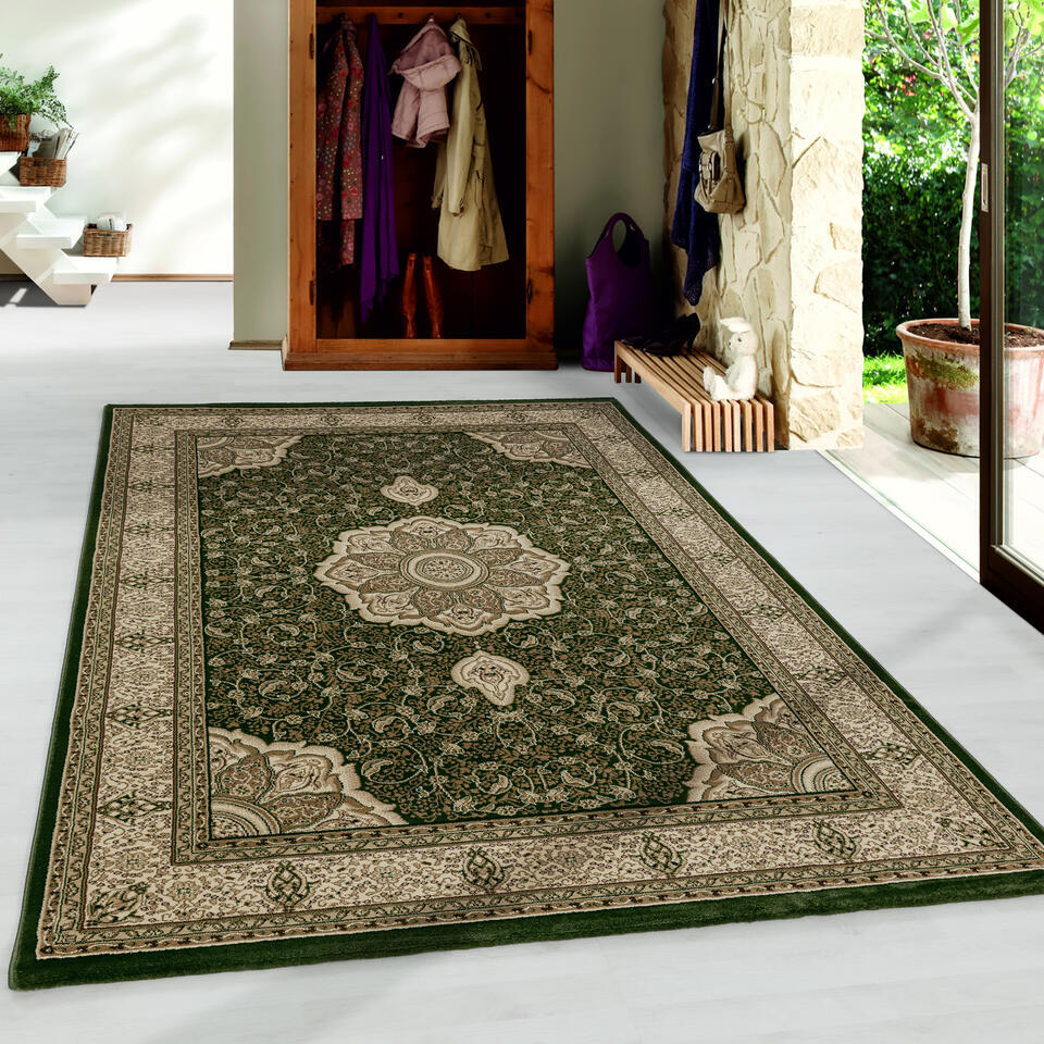  Isfahan Oosters Klassiek Laagpolig Vloerkleed Groen - 300x400 CM