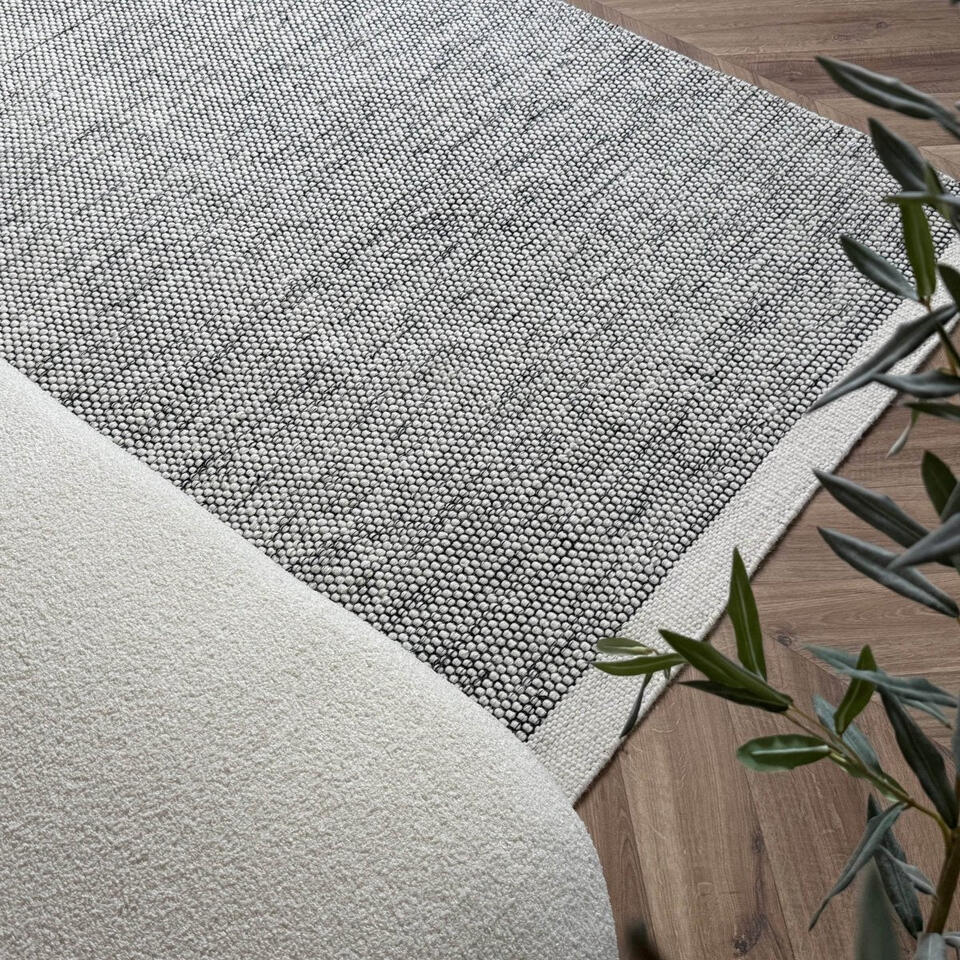  Interieur05 Wollen Vloerkleed Taff Zwart/wit - 160 X 230 Cm