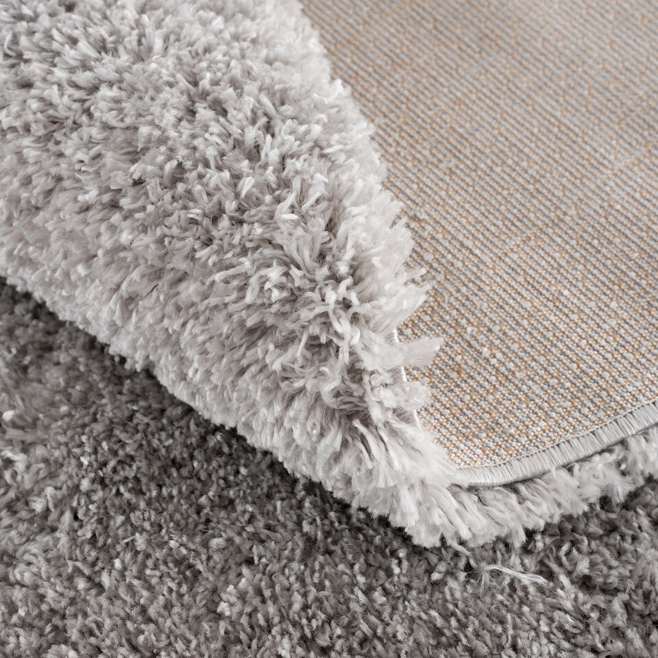  Porto Rond Soft Fluffy Vloerkleed Hoogpolig Effen Grijs - 150 CM ROND