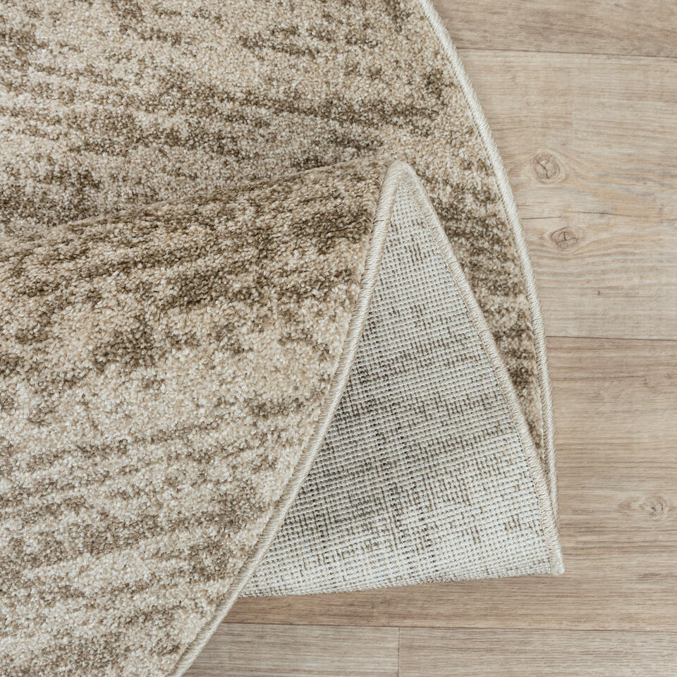  Relax Oslo - Laagpolig Effen Vloerkleed - Beige - 240 CM ROND