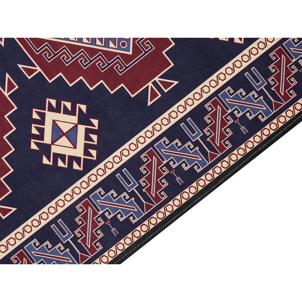  KANGAL - Loper Tapijt - Blauw/Rood - 60 X 200 Cm - Polyester