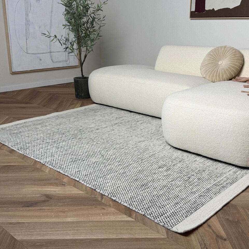  Interieur05 Wollen Vloerkleed Taff Zwart/wit - 160 X 230 Cm