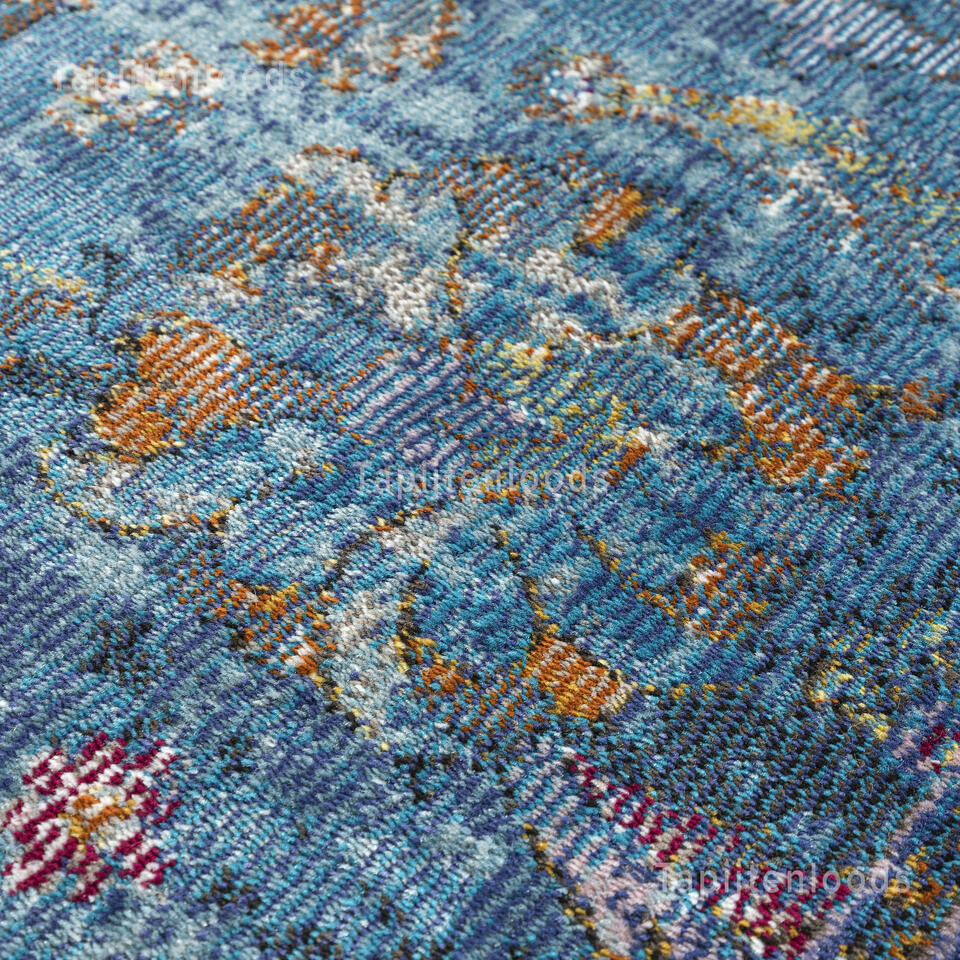  Picasso Sarough Vintage Rond Vloerkleed Blauw Laagpolig - 160 CM ROND