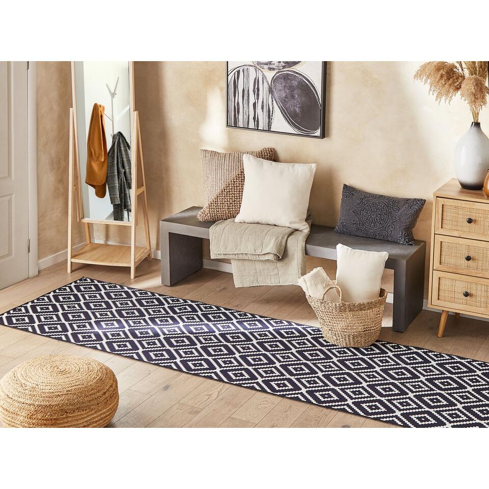  Beliani Loper - KARUNGAL Zwart Polyester 80x300 Cm
