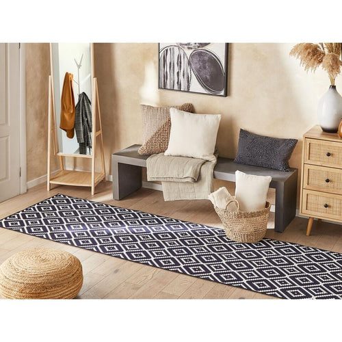  Beliani Loper - KARUNGAL Zwart Polyester 80x300 Cm