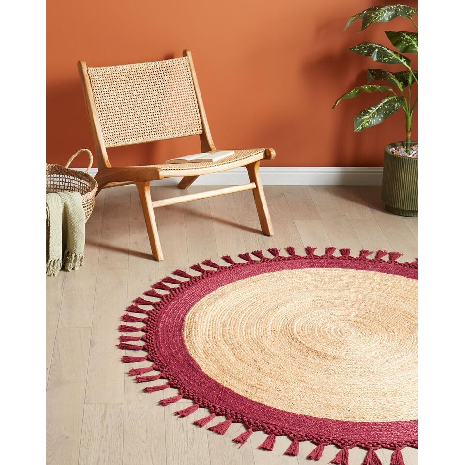  MARTS - Vloerkleed - Donkerrood - 140 Cm - Jute