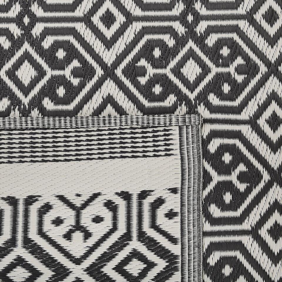 Beliani Outdoortapijt - BARMER Zwart Polypropyleen 120x180 Cm