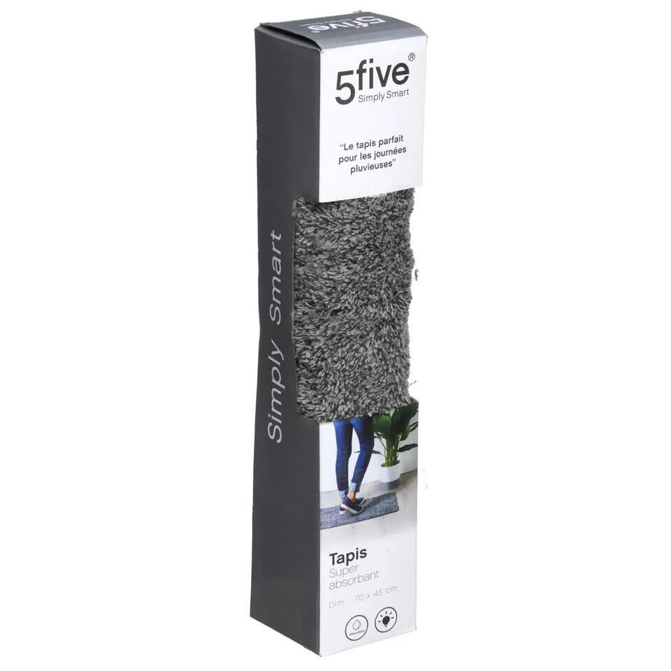  5Five Deurmat - Zwart - Super Absorberend - Droogloopmat - 70 X 45 Cm