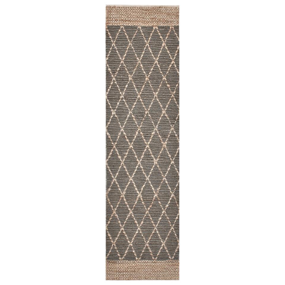  TELLIKAYA - Loper Vloerkleed - Grijs - 80 X 300 Cm - Jute