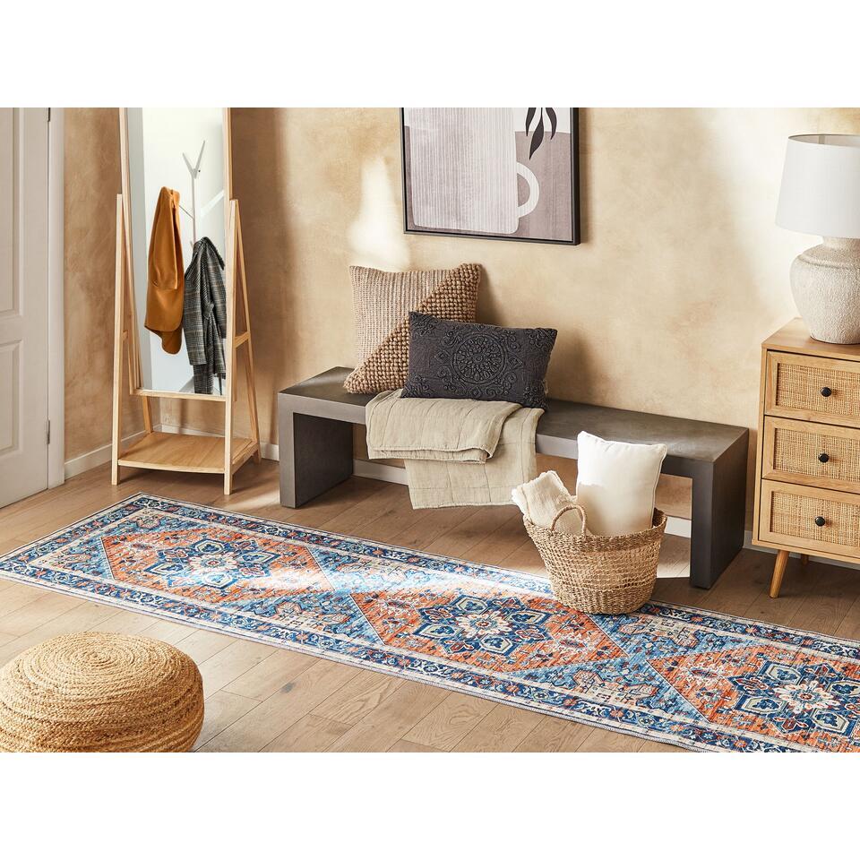  RITAPURAM - Laagpolig Vloerkleed - Blauw - 80 X 240 Cm - Polyester