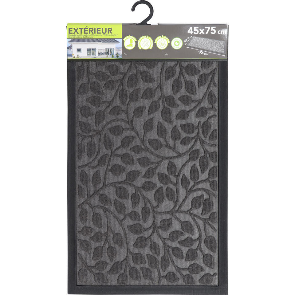 Merkloos Luance Deurmat - Donkergrijs - Rubber - Rechthoek - 75 X 45 Cm