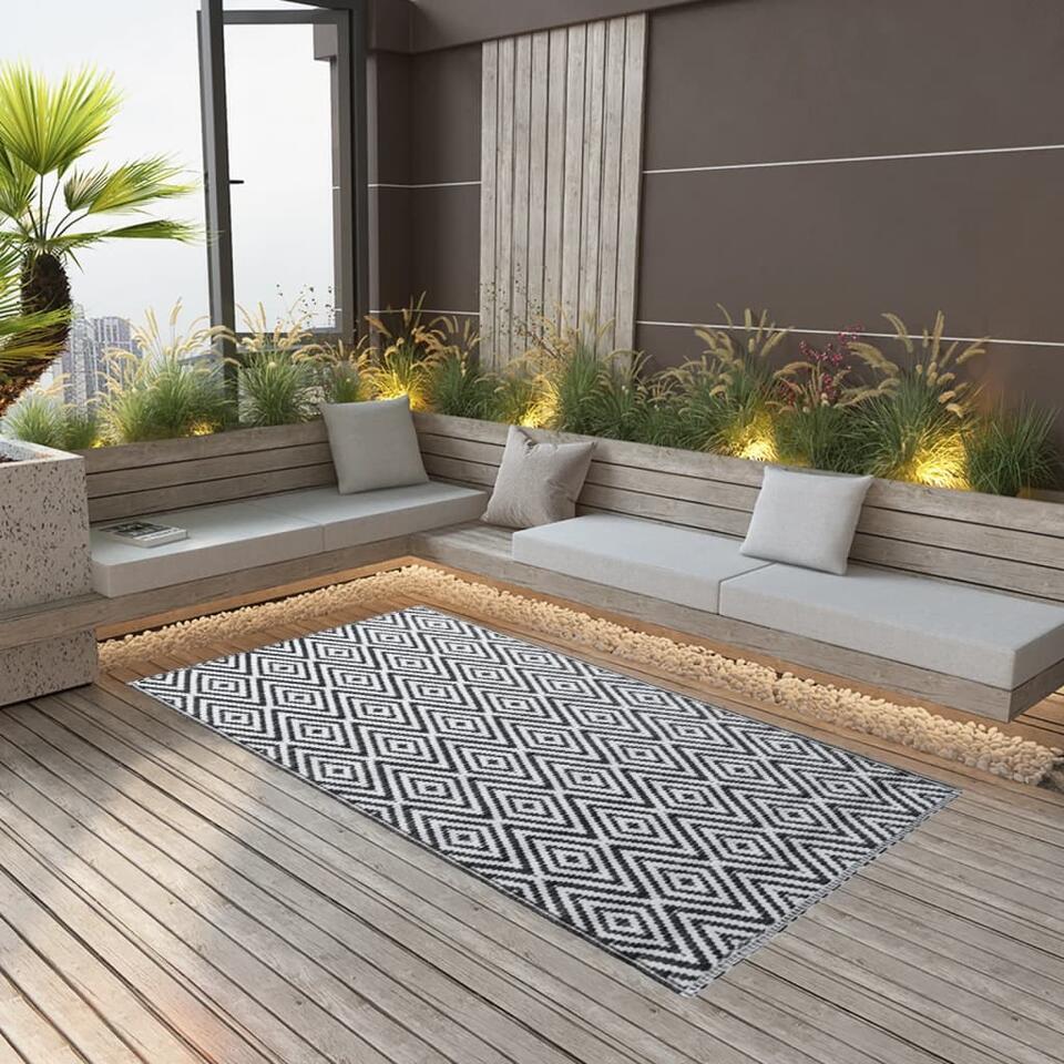  VidaXL Buitenkleed 120x180 Cm PP Wit En Zwart