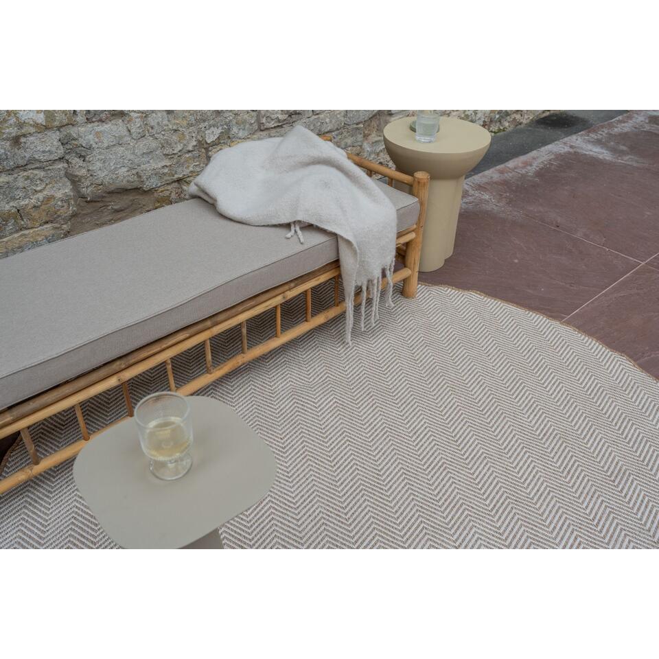  Interieur05 Rond Buitenkleed Jute Naturel Zigzag - 200 X 200 Cm