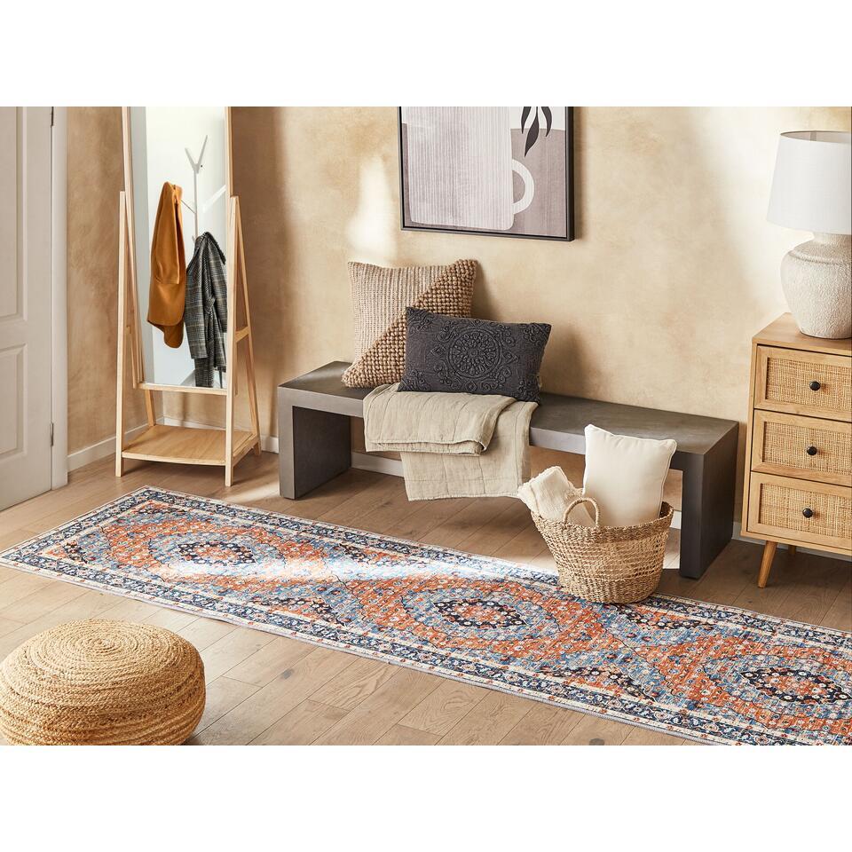  Beliani Loper - MIDALAM Blauw Polyester 80x240 Cm