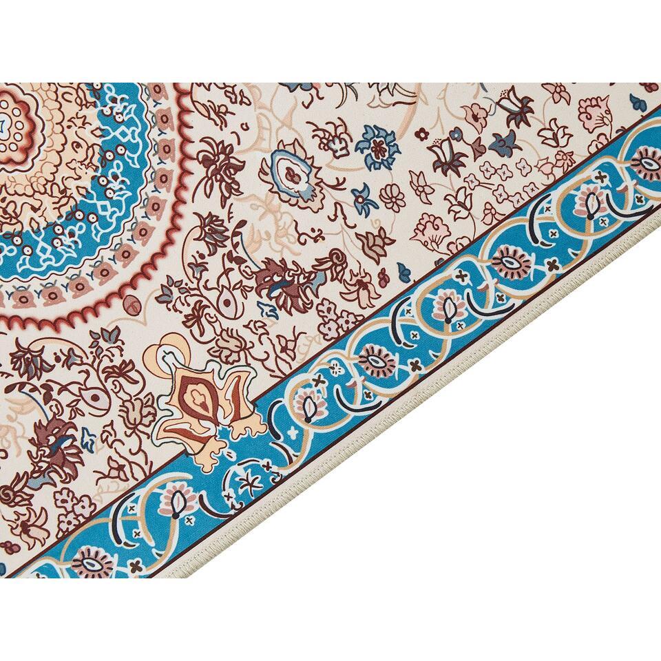  GORDES - Loper Tapijt - Beige/Blauw - 80 X 240 Cm - Polyester