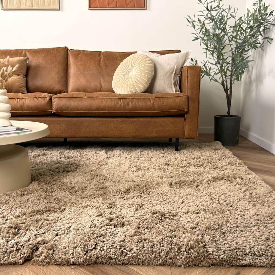  Interieur05 Hoogpolig Vloerkleed Polyester Pilo Taupe - 290 X 200 Cm