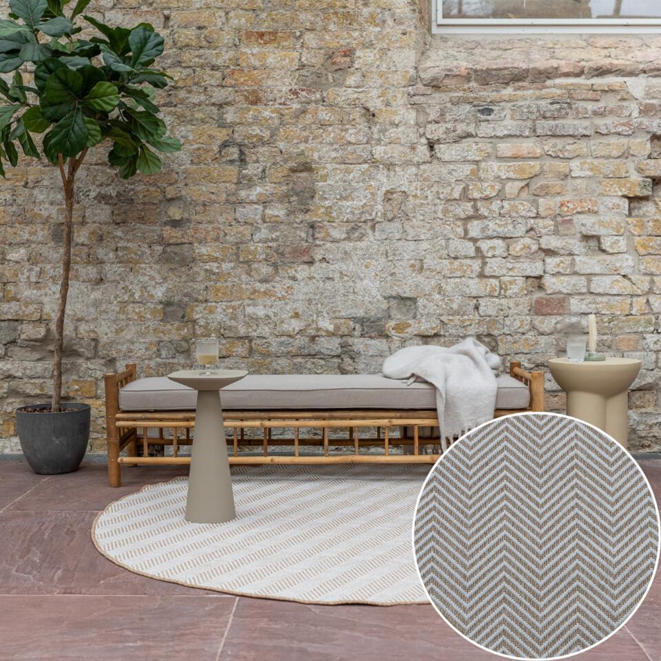  Interieur05 Rond Buitenkleed Jute Naturel Zigzag - 200 X 200 Cm