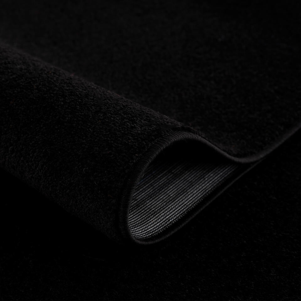  Uni Effen Laagpolig Vloerkleed Modern Zwart - 140x200 CM