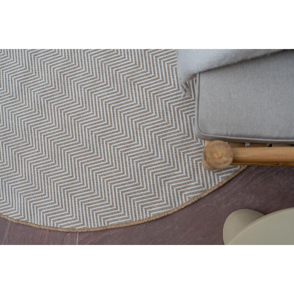  Interieur05 Rond Buitenkleed Jute Naturel Zigzag - 200 X 200 Cm