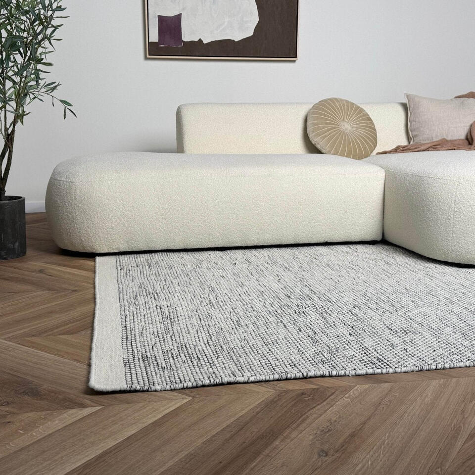  Interieur05 Wollen Vloerkleed Taff Zwart/wit - 160 X 230 Cm