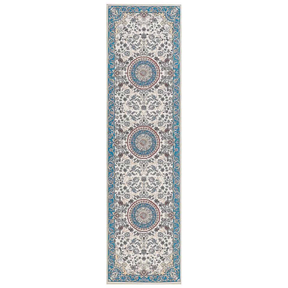  GORDES - Loper Tapijt - Beige/Blauw - 80 X 300 Cm - Polyester