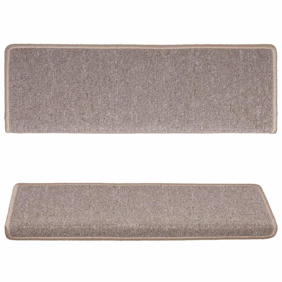  VidaXL - Tapijt Traptrede - Bruin - Polypropyleen - 65 X 21 X 4 Cm - 15 Stuks